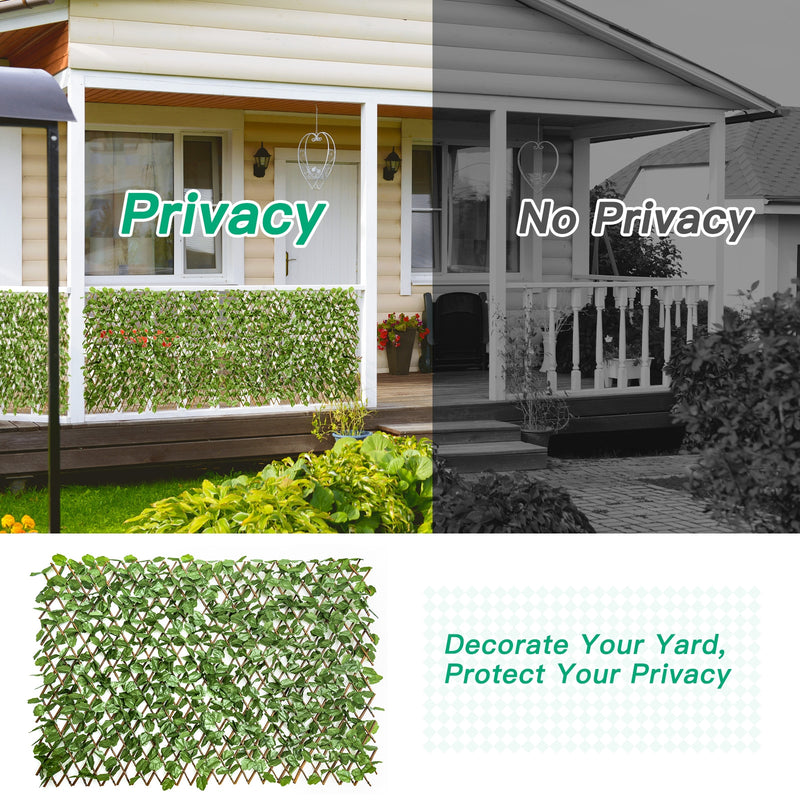 3 Pcs Retractable Artificial Leaf Faux Ivy Privacy Fence Panel