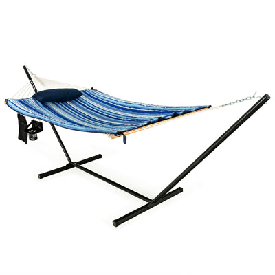 Hammock Chair Stand Set Cotton Swing with Pillow Cup Holder