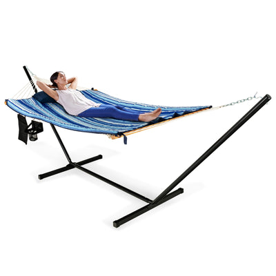 Hammock Chair Stand Set Cotton Swing with Pillow Cup Holder