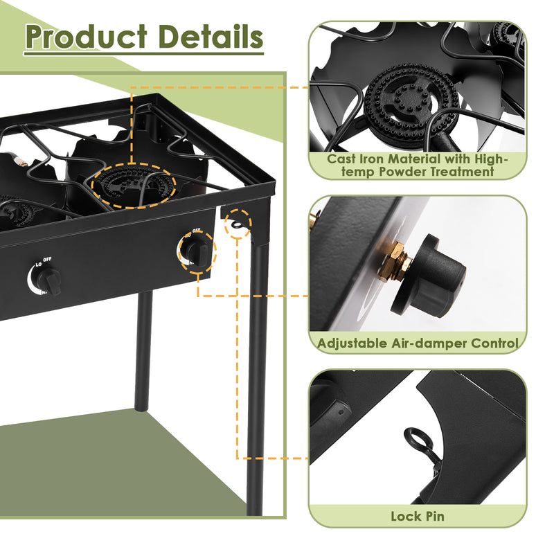 225,000-BTU Portable Propane 3 Burner Gas Cooker