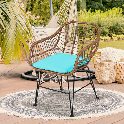 3 Pcs Patio Rattan Bistro Set with Cushion