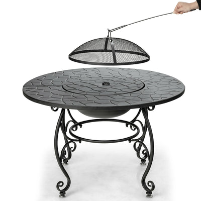 35.5 Feet Patio Fire Pit Dining Table With Cooking BBQ Grate