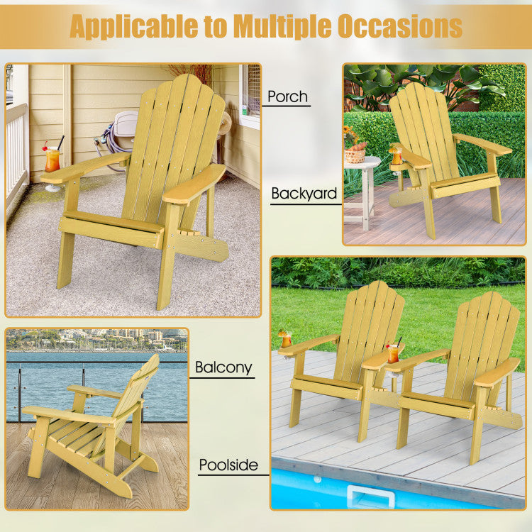 Weather Resistant HIPS Outdoor Adirondack Chair with Cup Holder Yellow