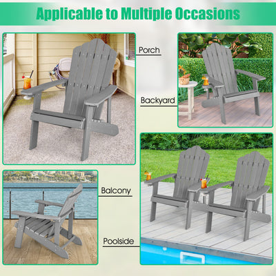 Weather Resistant HIPS Outdoor Adirondack Chair with Cup Holder Gray