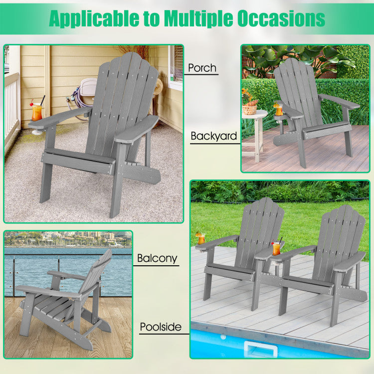 Weather Resistant HIPS Outdoor Adirondack Chair with Cup Holder Gray