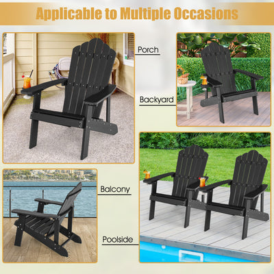 Weather Resistant HIPS Outdoor Adirondack Chair with Cup Holder Black