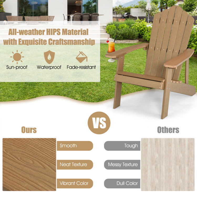 Weather Resistant HIPS Outdoor Adirondack Chair with Cup Holder Coffee