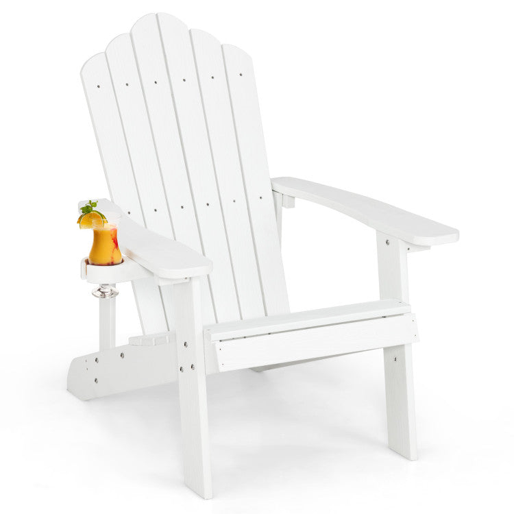 Weather Resistant HIPS Outdoor Adirondack Chair with Cup Holder White