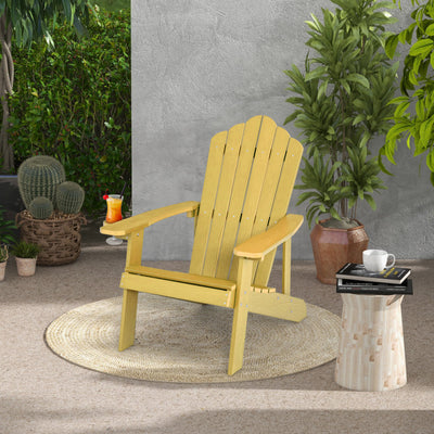 Weather Resistant HIPS Outdoor Adirondack Chair with Cup Holder Yellow