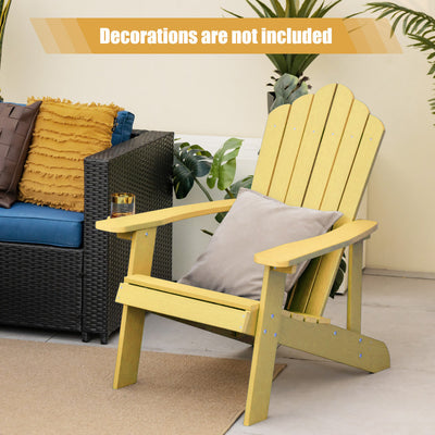 Weather Resistant HIPS Outdoor Adirondack Chair with Cup Holder Yellow