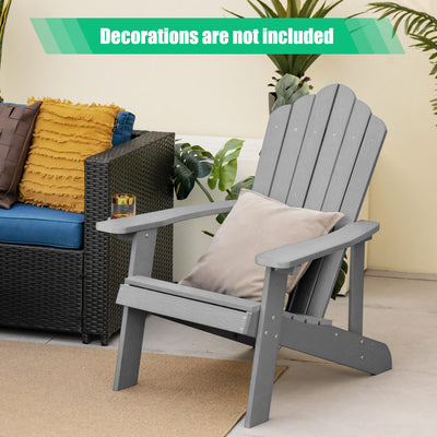 Weather Resistant HIPS Outdoor Adirondack Chair with Cup Holder Gray