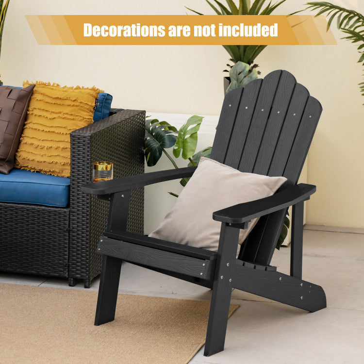 Weather Resistant HIPS Outdoor Adirondack Chair with Cup Holder Black