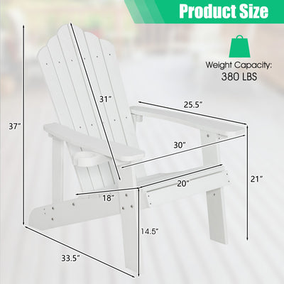 Weather Resistant HIPS Outdoor Adirondack Chair with Cup Holder White