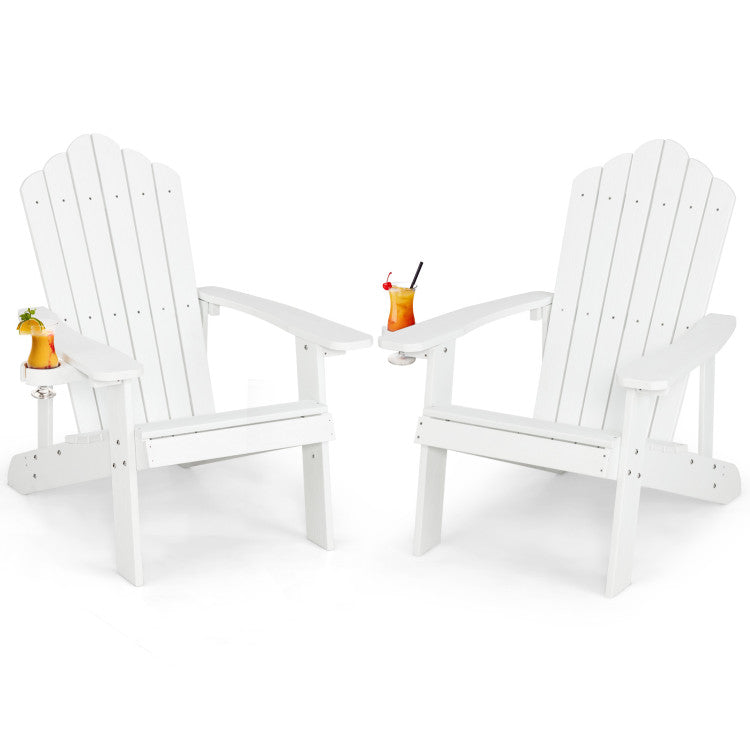 Weather Resistant HIPS Outdoor Adirondack Chair with Cup Holder White