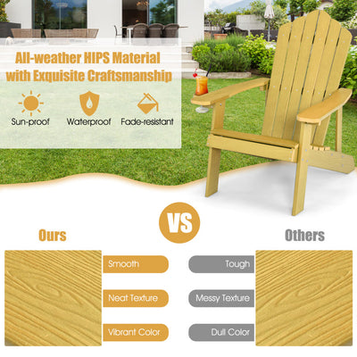 Weather Resistant HIPS Outdoor Adirondack Chair with Cup Holder Yellow