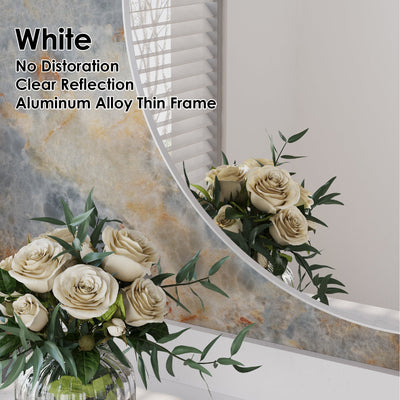 36 in. W x 36 in. H White Modern Bathroom Mirror Round Framed Aluminum Wall Mirror