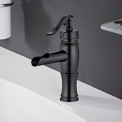 Single Handle Single Hole Bathroom Faucet in Oil Rubbed Bronze with Waterfall Spout