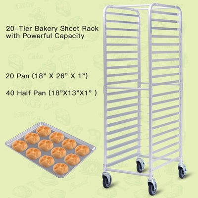 26'' x 20'' x 70'' 20 Sheet Aluminum Pan Rolling Bakery Rack