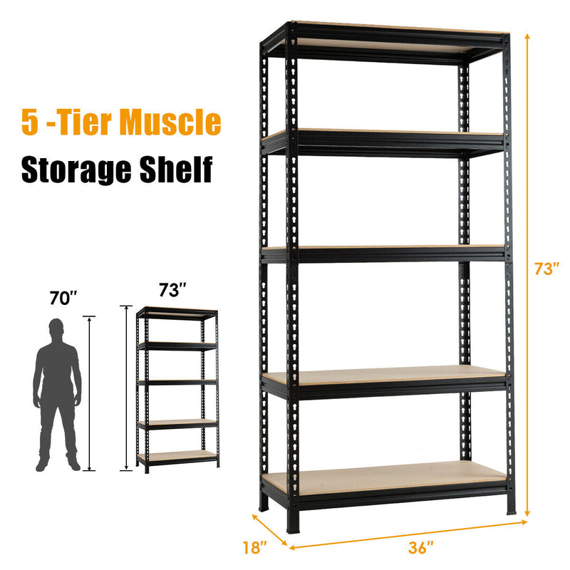 5-tier Metal Industrial Shelf Adjustable Storage Rack with height 73"