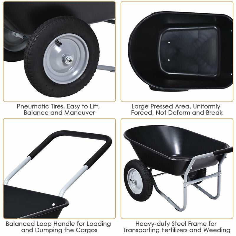 2-Tier Heavy-duty Wheelbarrow Garden Cart