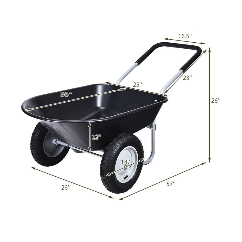 2-Tier Heavy-duty Wheelbarrow Garden Cart