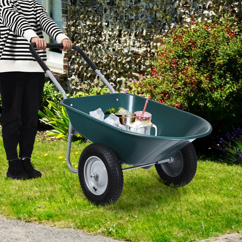 2 Tire Wheelbarrow Garden Cart Heavy-duty Dolly Utility Cart