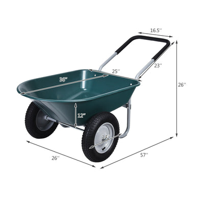 2 Tire Wheelbarrow Garden Cart Heavy-duty Dolly Utility Cart