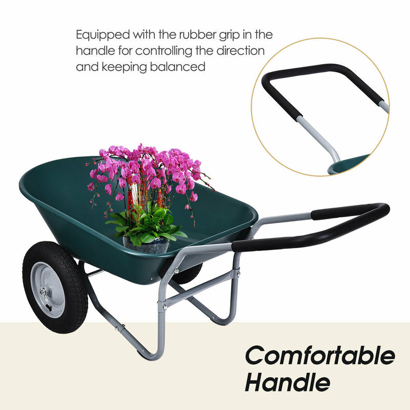 2 Tire Wheelbarrow Garden Cart Heavy-duty Dolly Utility Cart