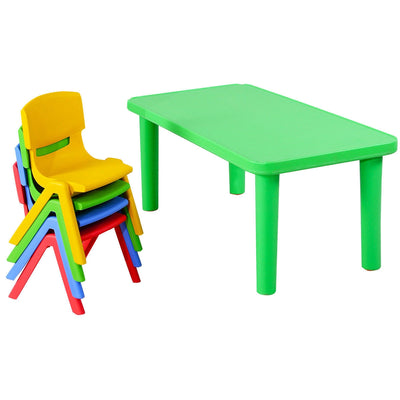 Kids Colorful Plastic Table and 4 Chairs Set