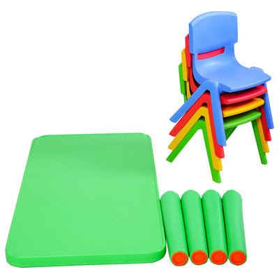 Kids Colorful Plastic Table and 4 Chairs Set