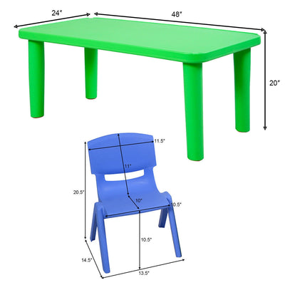 Kids Colorful Plastic Table and 4 Chairs Set