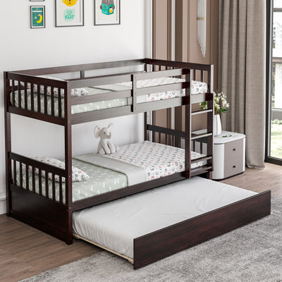 Twin Over Twin Bunk Bed with Pull-out Trundle and Ladder