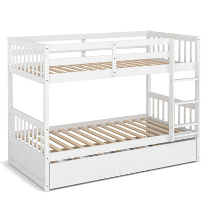 Twin Over Twin Bunk Bed with Pull-out Trundle and Ladder