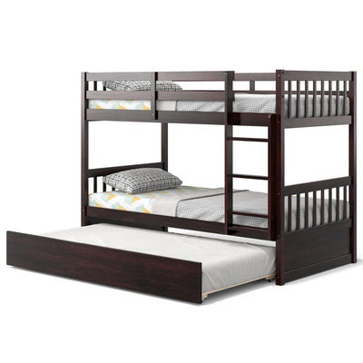 Twin Over Twin Bunk Bed with Pull-out Trundle and Ladder