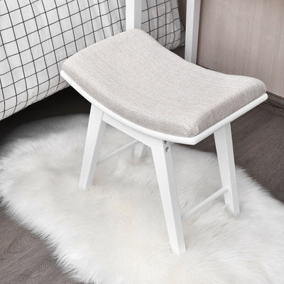 Modern Dressing Makeup Stool with Concave Seat Rubberwood Legs