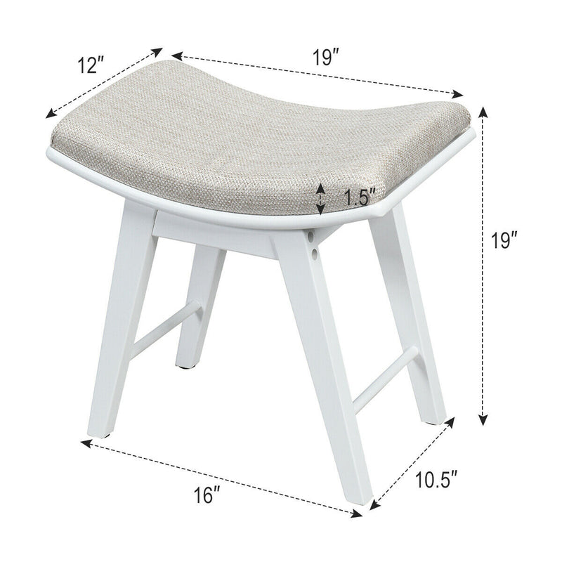 Modern Dressing Makeup Stool with Concave Seat Rubberwood Legs