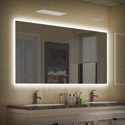 72 in. W x 36 in. H Rectangular Frameless Anti-Fog LED Light Dimmable Wall Mount Premium Bathroom Vanity Mirror