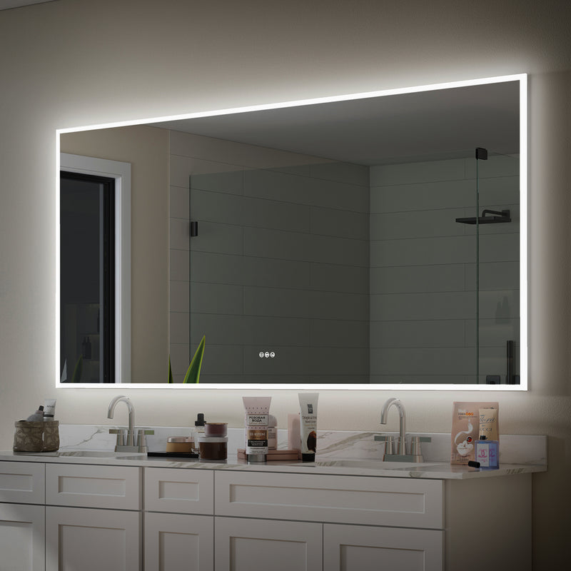 84 in. W x 42 in. H Rectangular Frameless Anti-Fog LED Light Dimmable Wall Mount Premium Bathroom Vanity Mirror