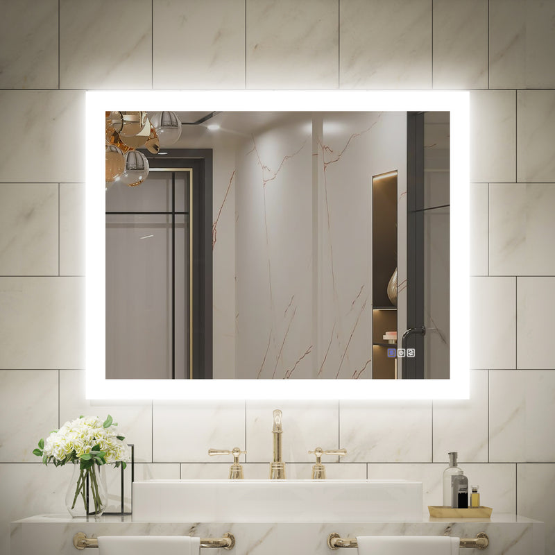 40 in. W x 32 in. H Rectangular Frameless Anti-Fog LED Illuminated Dimmable Wall Mount Premium Bathroom Vanity Mirror