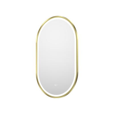 20 in. W x 36 in. H Oval Framed LED Wall-Mounted Bathroom Vanity Mirror Brushed Gold