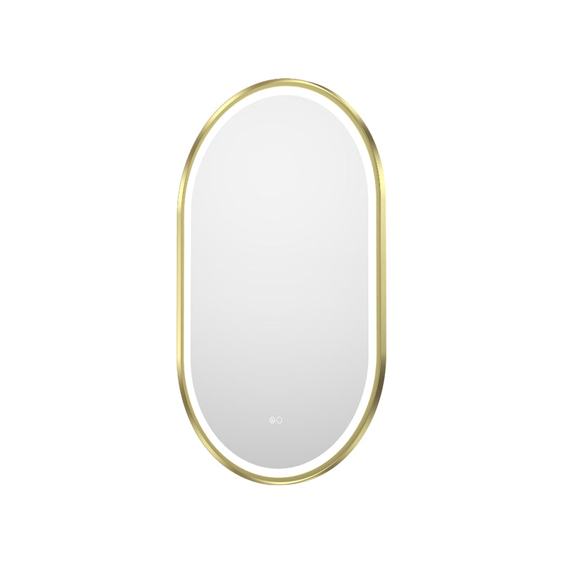 20 in. W x 36 in. H Oval Framed LED Wall-Mounted Bathroom Vanity Mirror Brushed Gold