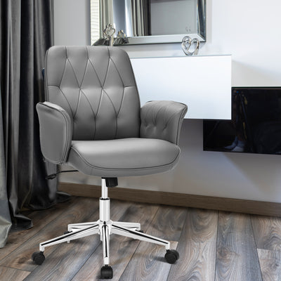 Home Office Leisure Chair PU Leather Adjustable Swivel with Armrest