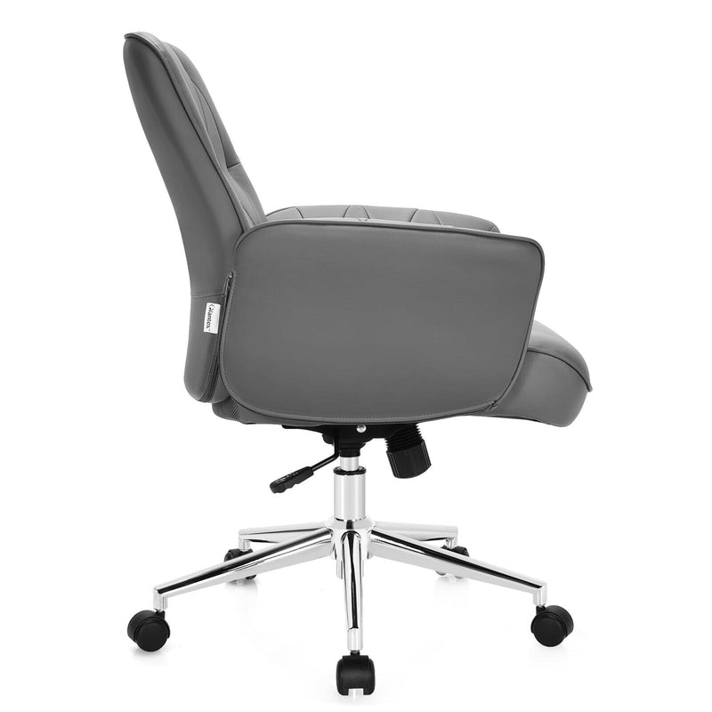 Home Office Leisure Chair PU Leather Adjustable Swivel with Armrest