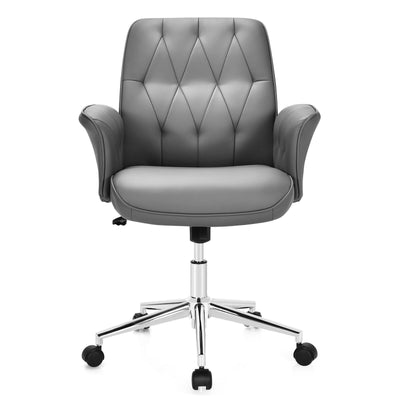 Home Office Leisure Chair PU Leather Adjustable Swivel with Armrest