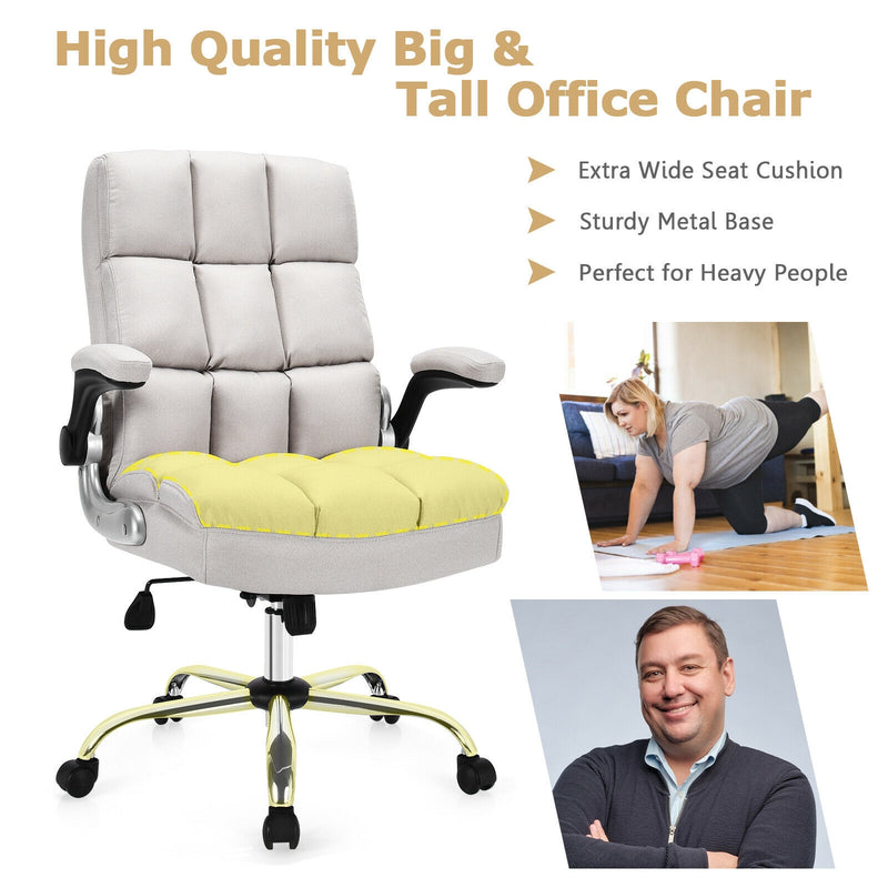 Adjustable Swivel Office Chair with High Back and Flip-up Arm