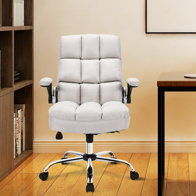 Adjustable Swivel Office Chair with High Back and Flip-up Arm