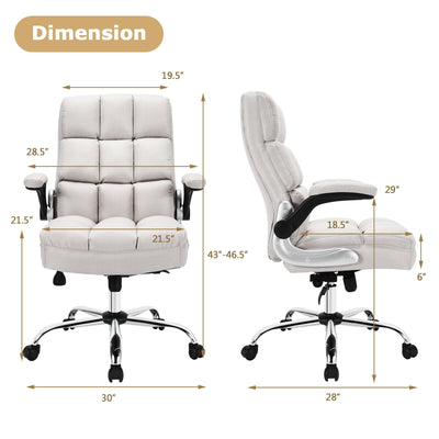 Adjustable Swivel Office Chair with High Back and Flip-up Arm