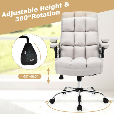 Adjustable Swivel Office Chair with High Back and Flip-up Arm