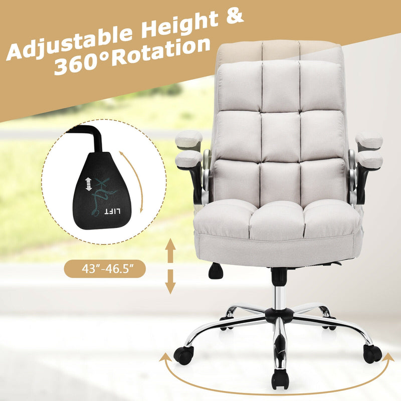 Adjustable Swivel Office Chair with High Back and Flip-up Arm