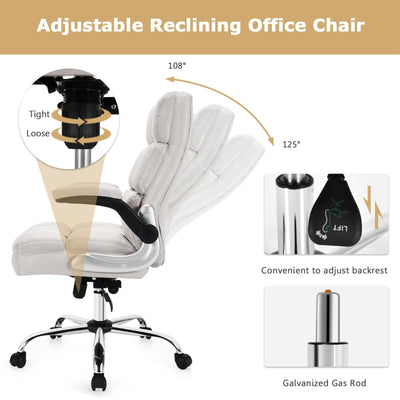 Adjustable Swivel Office Chair with High Back and Flip-up Arm